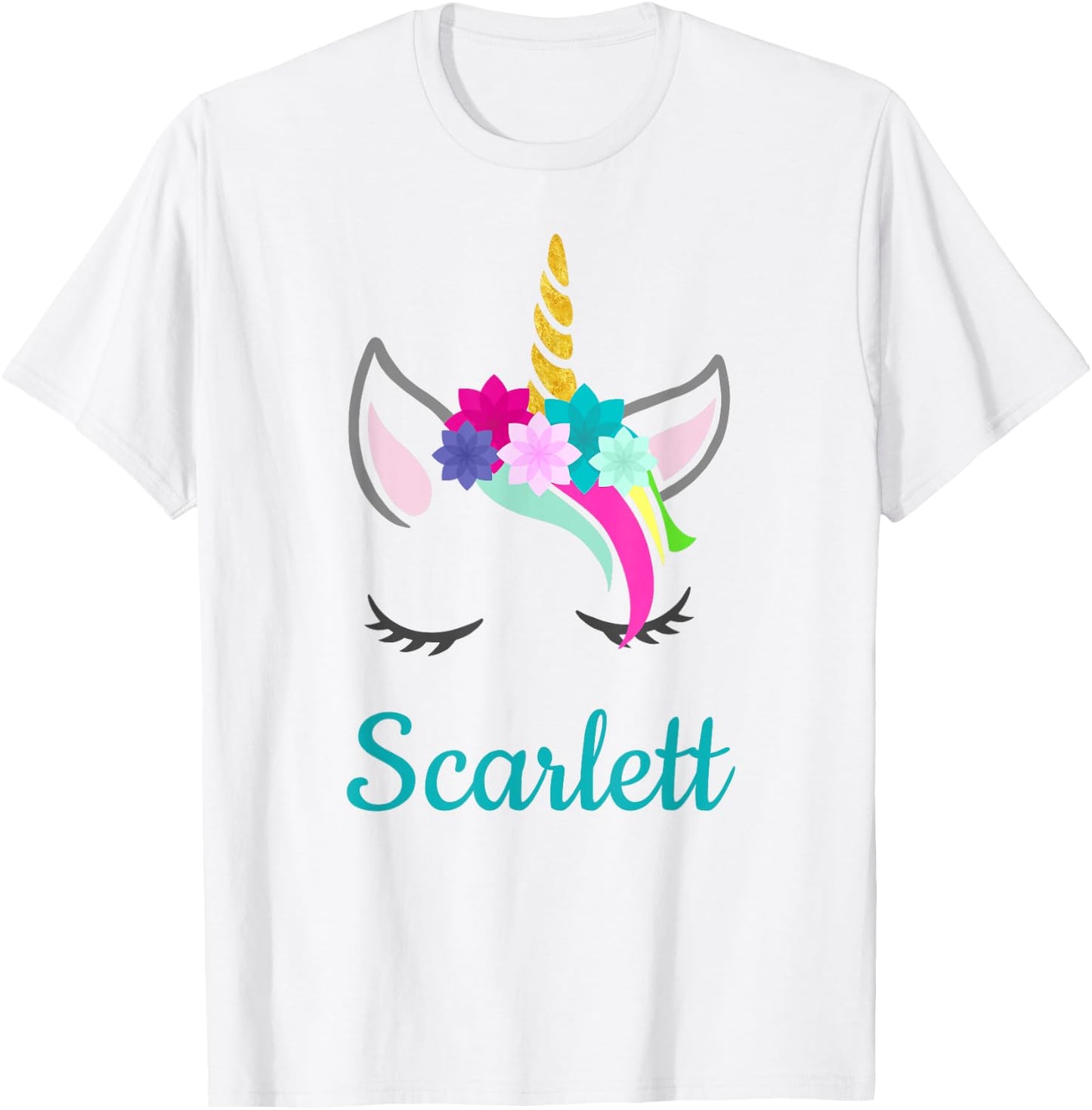 Scarlett Rainbow Unicorn Name T-Shirt - T-Shirt | White