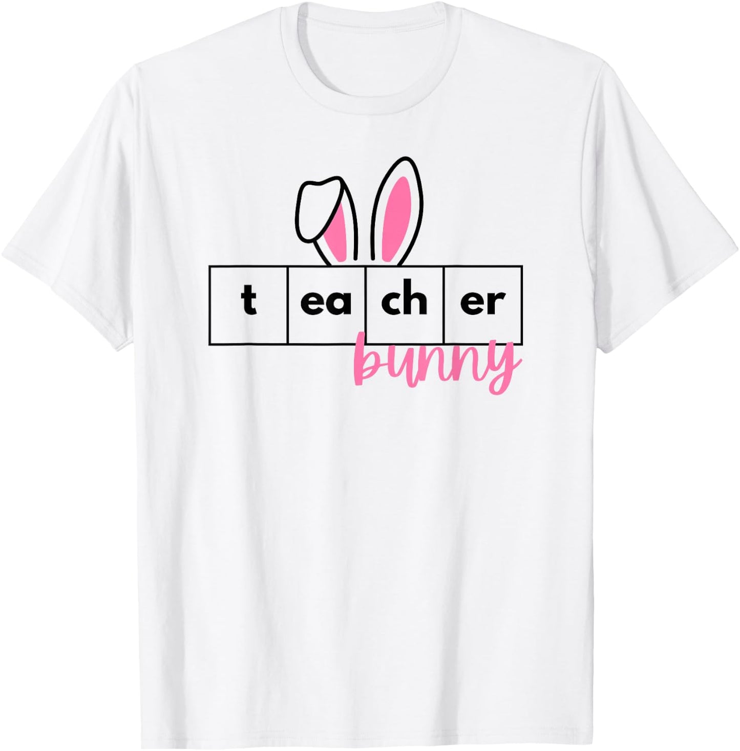 Teacher Bunny Reading Teacher Easter Spring T-Shirt - T-Shirt | White