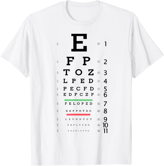 Optometrist Snellen Eye chart Optotype Optometry Eye Doctor T-Shirt - T-Shirt | White