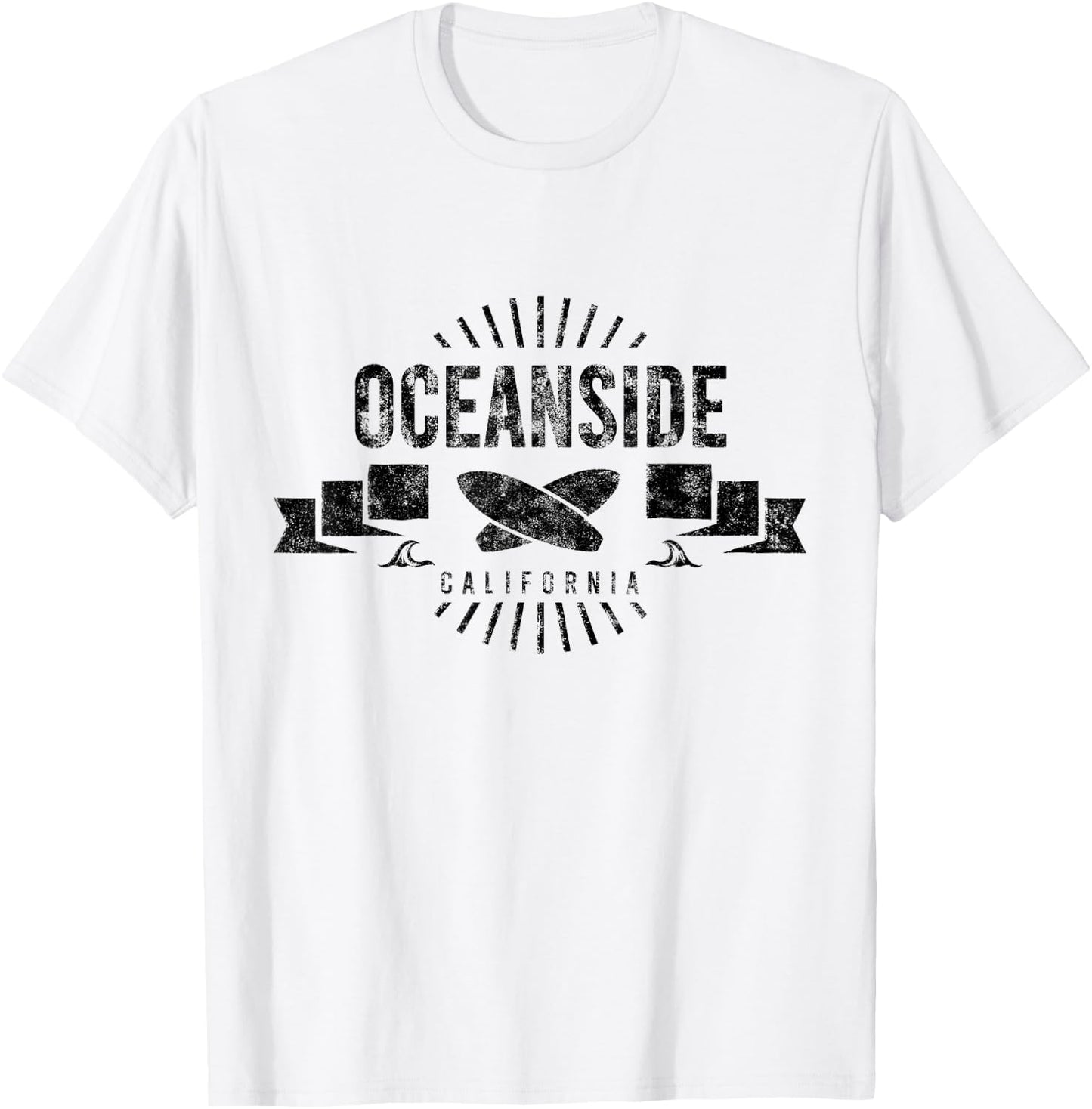 Oceanside CA Surf Cali Vintage Surfing Beach Retro Surfboard Women Kids T-Shirt - T-Shirt | White