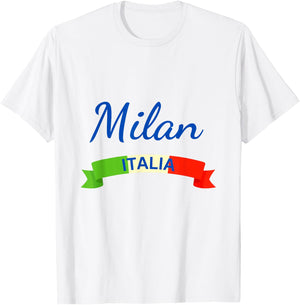 Milan Italy Flag Roma Italia Souvenir Matching Italian T-Shirt - T-Shirt | White