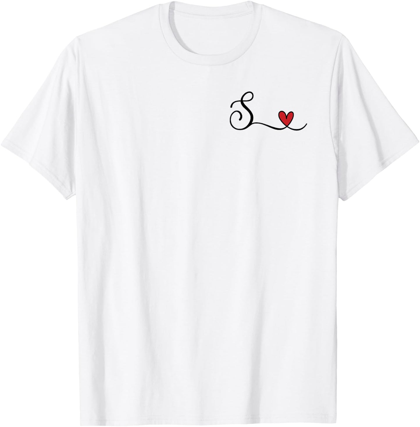 S Initial Heart Monogram Gift T-Shirt - T-Shirt | White