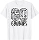 Cougars Team Mascot School Spirit Game Night Leopard Print T-Shirt - T-Shirt | White