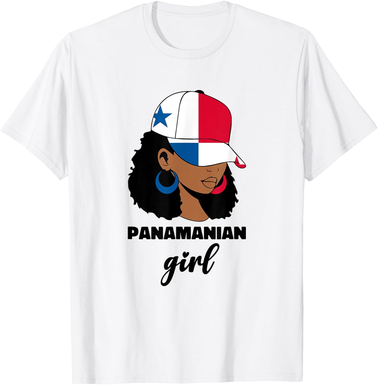 Black Afro Latina Panamanian Girl Women Panama Flag Panameña T-Shirt - T-Shirt | White