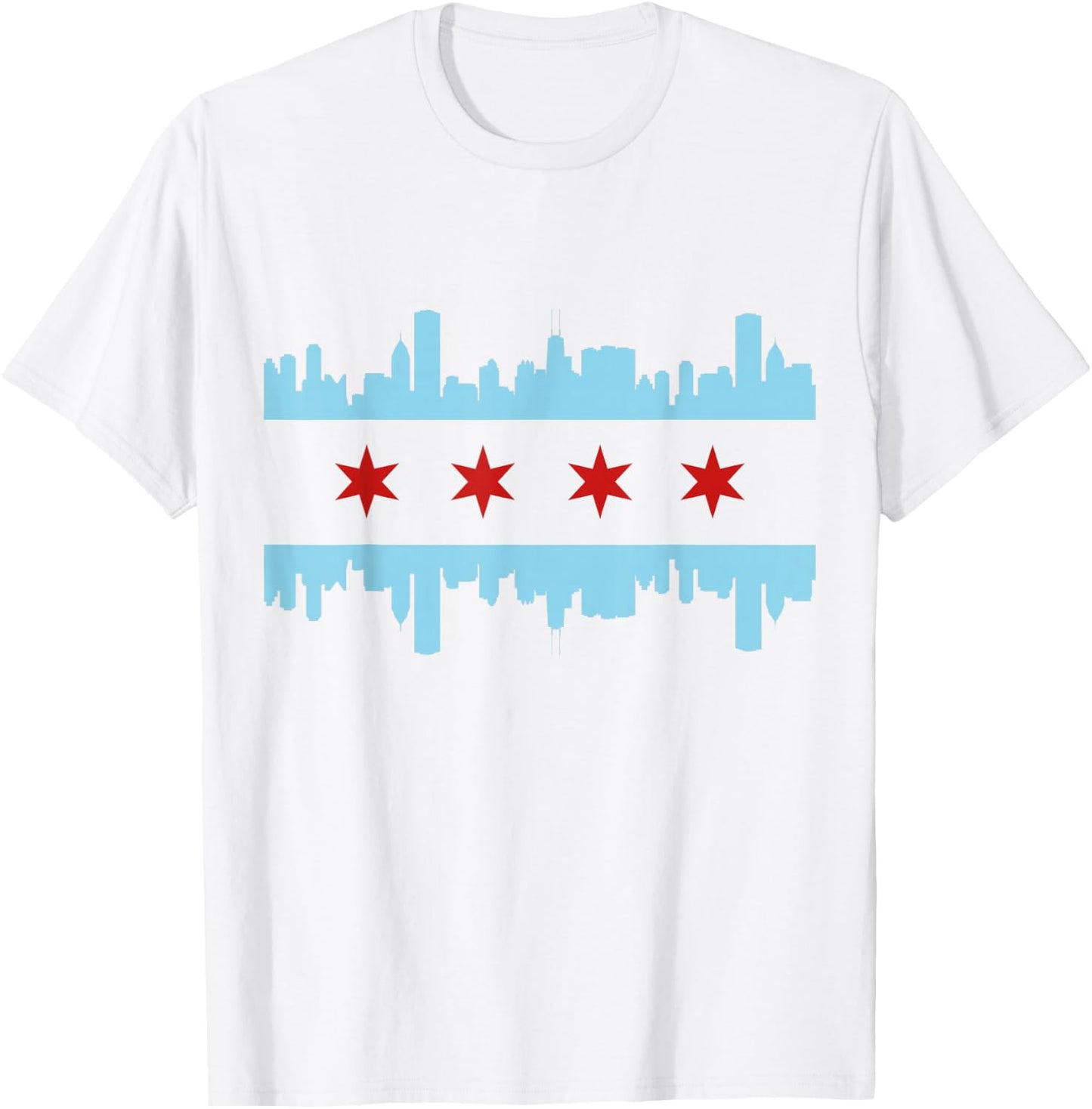 Chicago Flag Skyline Pride Illinois Vintage T-Shirt - T-Shirt | White