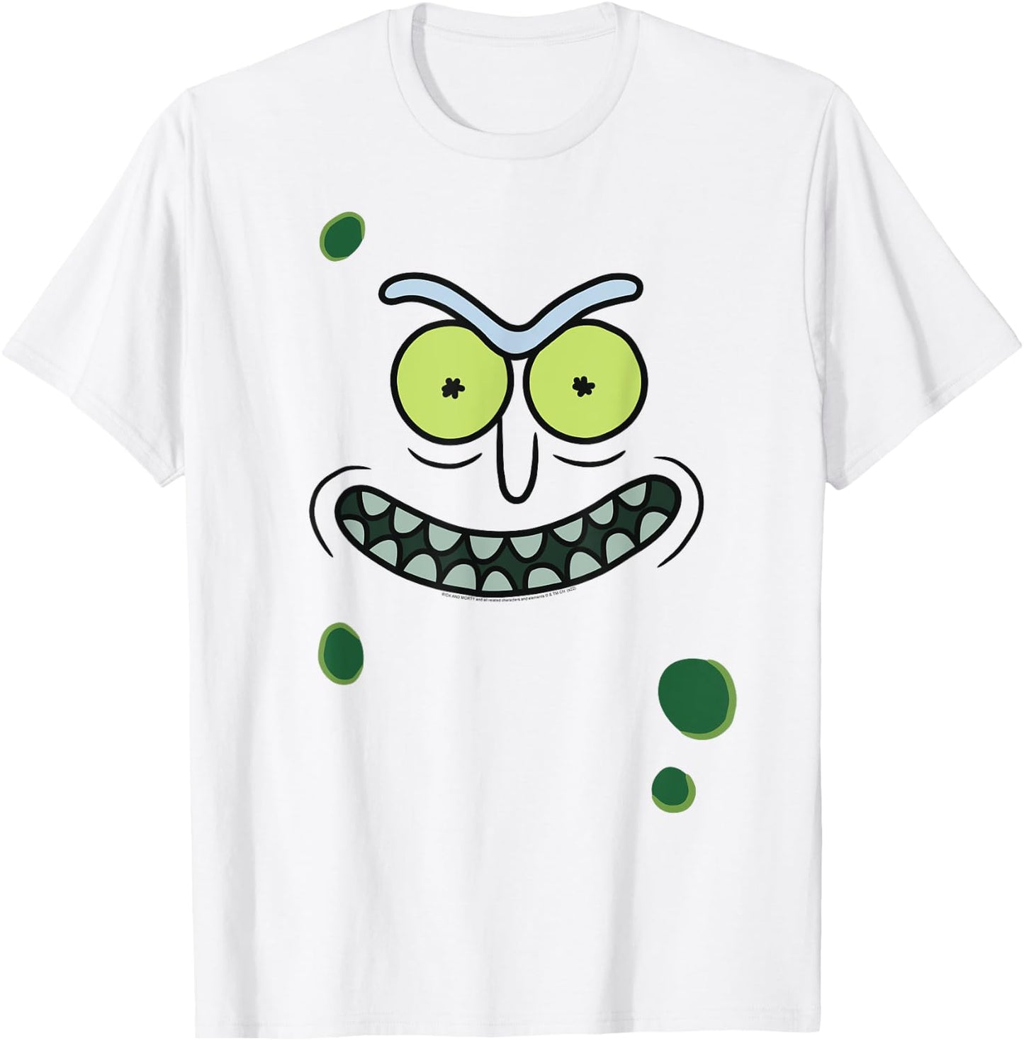 Adult Swim Rick & Morty Pickle Rick Face , Green T-Shirt - T-Shirt | White