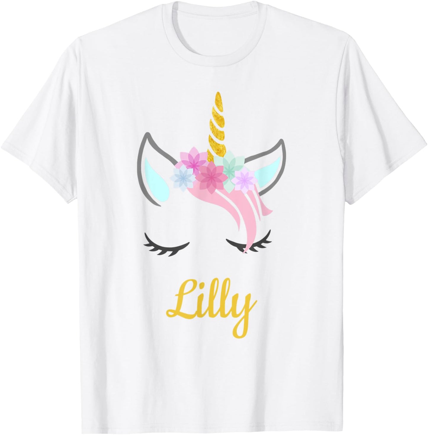 Lilly White Unicorn Name T-Shirt - T-Shirt | White