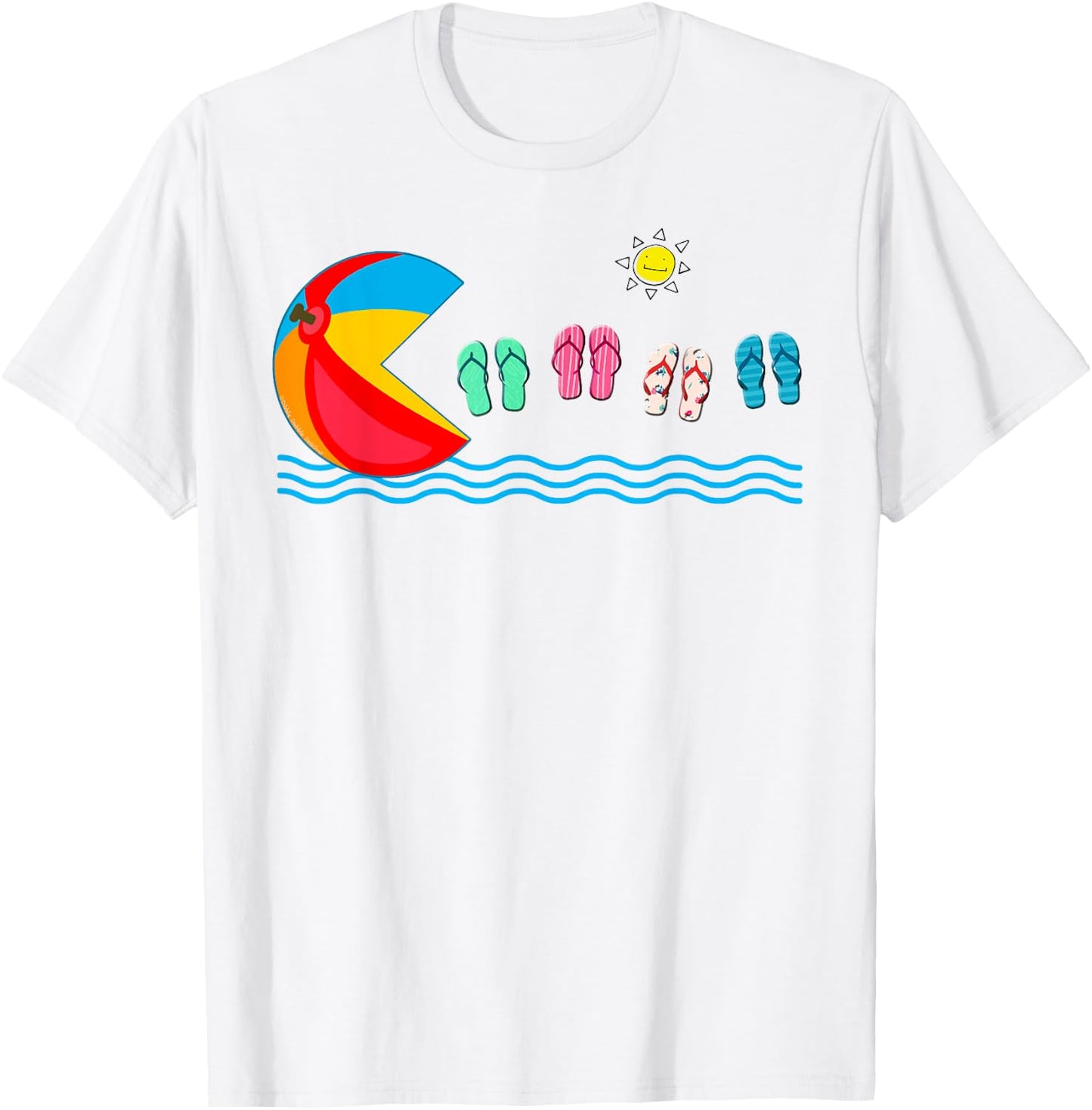 Funny Beach Ball Flip Flops Swimming Summer Vacation Women Kids T-Shirt - T-Shirt | White