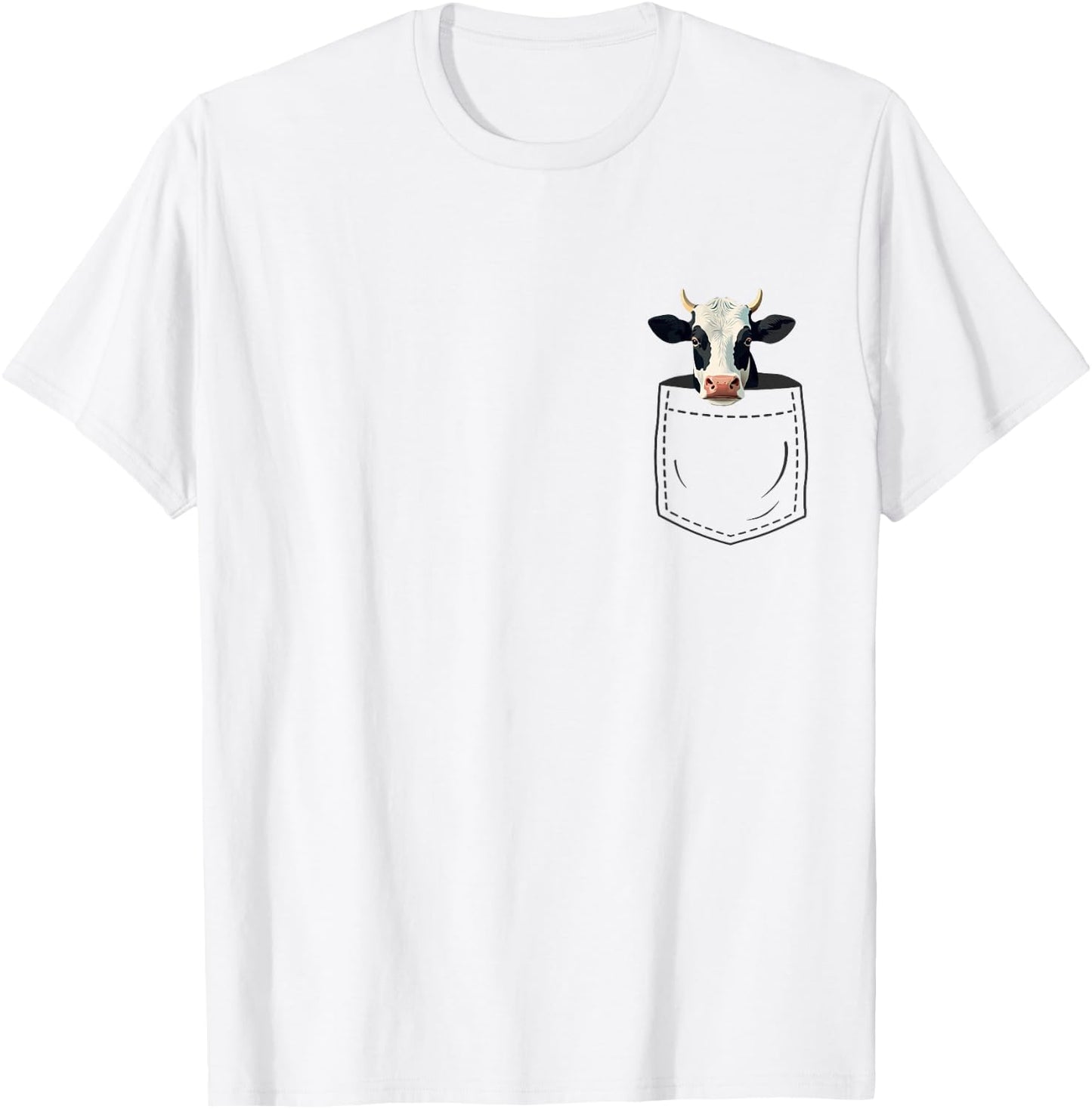 Cow in Pocket T-Shirt - T-Shirt | White