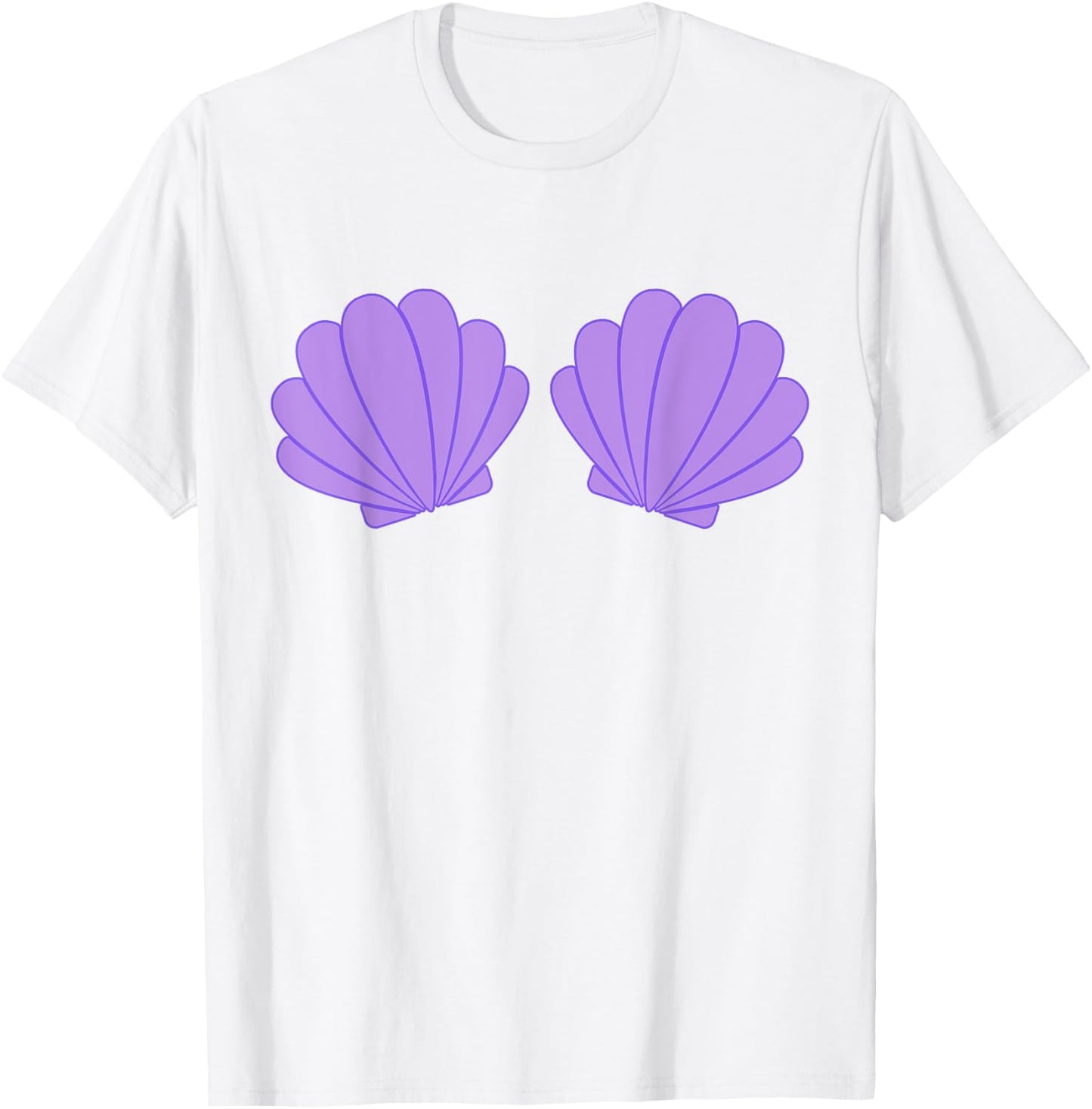 Mermaid Purple Seashell Bra Cartoon Graphic Costume T-Shirt - T-Shirt | White