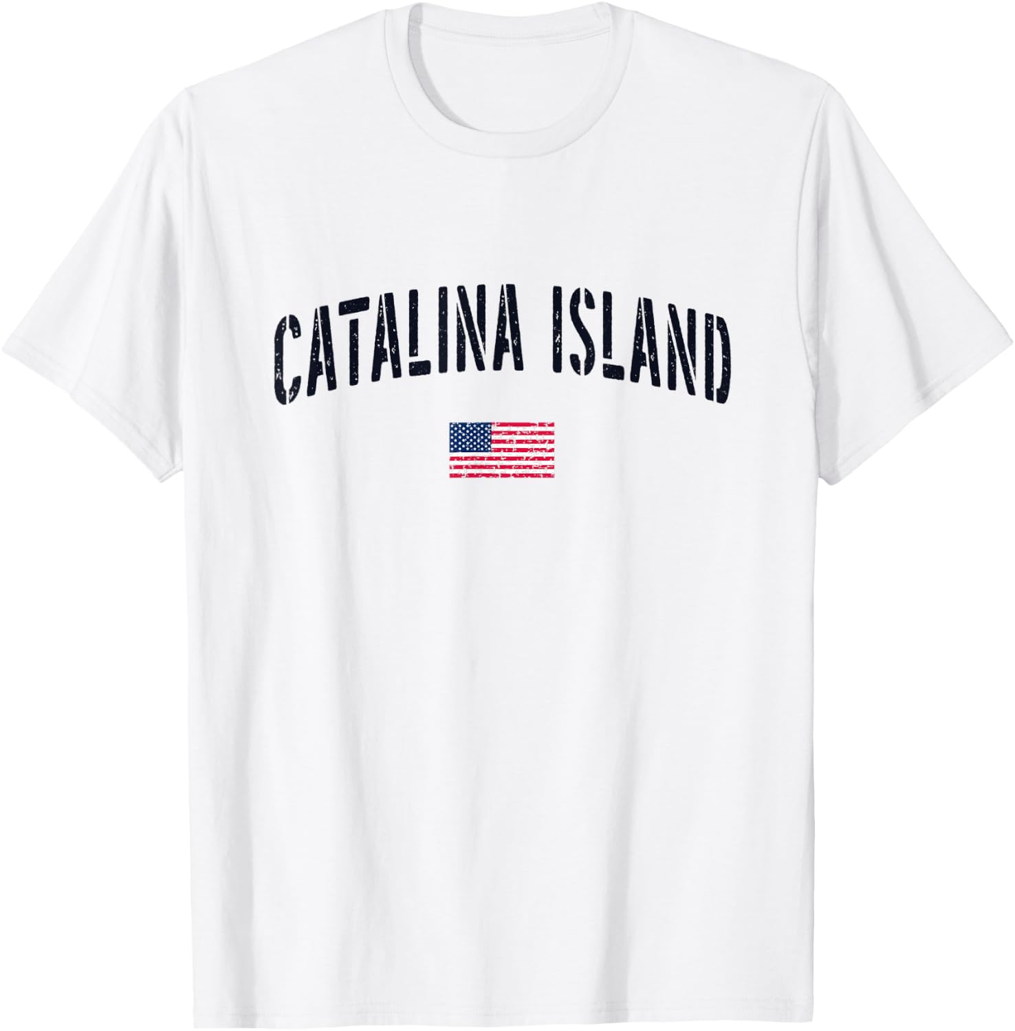 Patriotic USA Flag Stencil Catalina Island CA Women Kids Men T-Shirt - T-Shirt | White