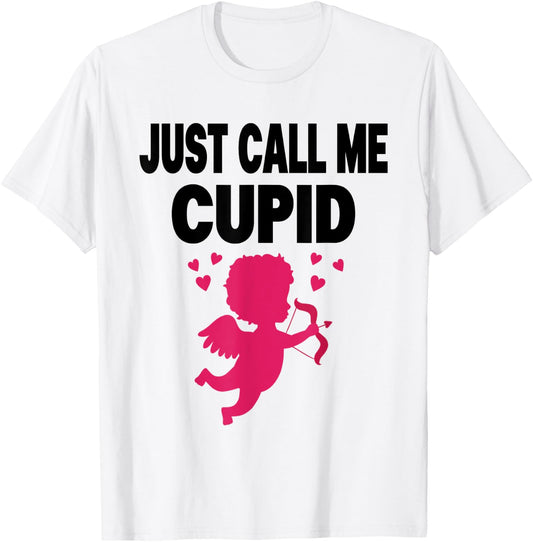 Just Calls Me Cupid Valentine Love Amor Kids Boy Girl , gray T-Shirt - T-Shirt | White
