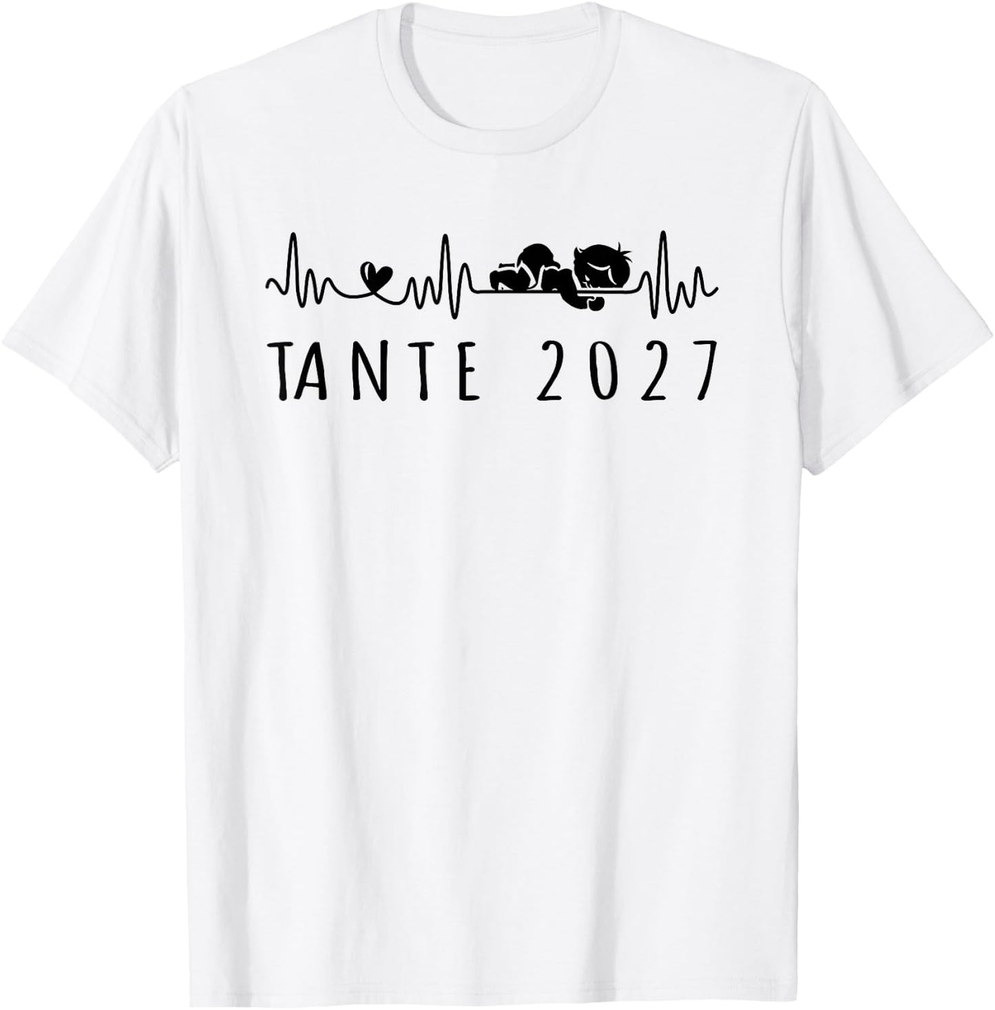 Tante 2027 Herzschlag Schwangerschaft Verkünden T-Shirt - T-Shirt | White