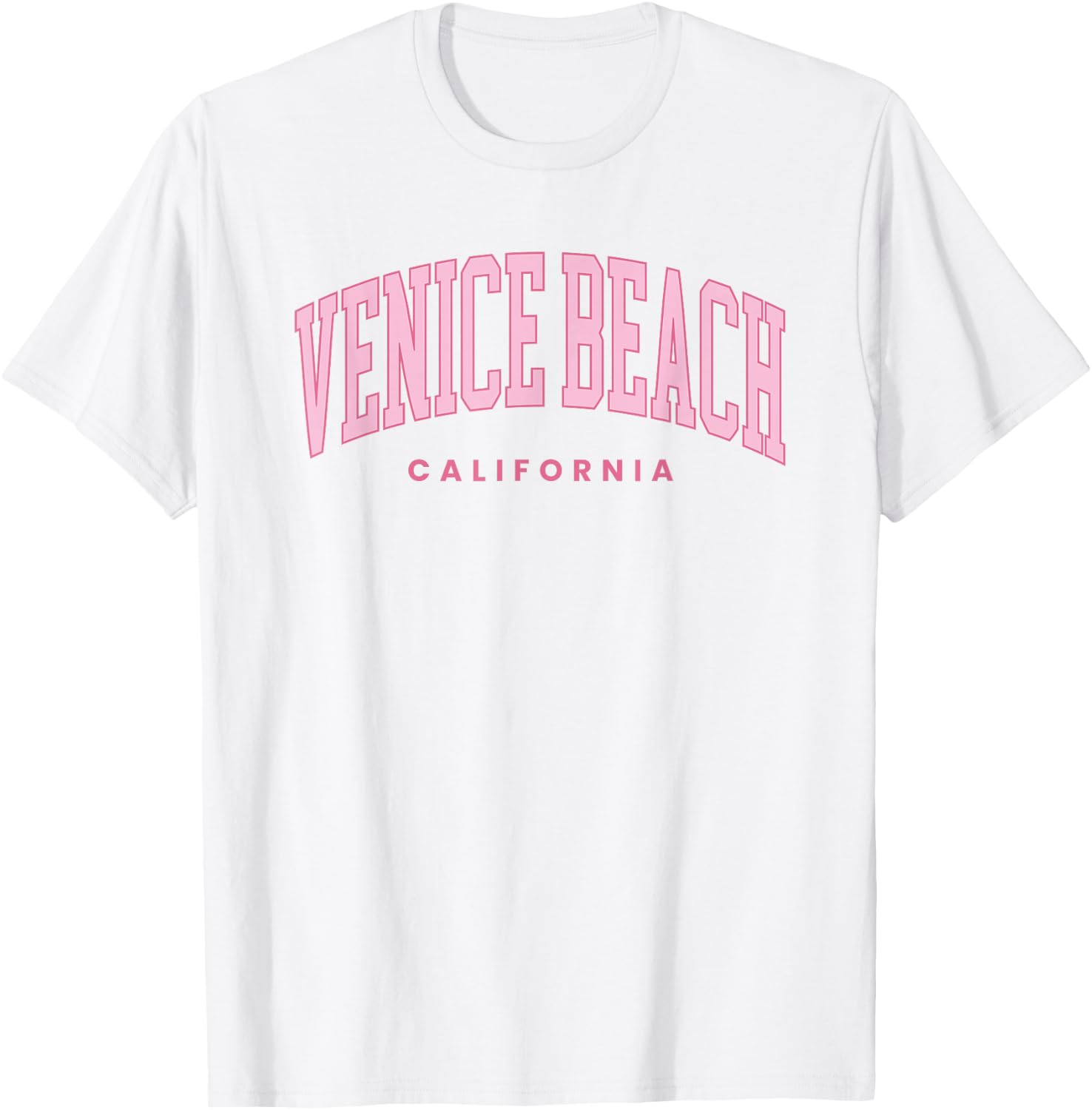 Venice Beach California Retro Preppy Throwback Pink Text T-Shirt - T-Shirt | White
