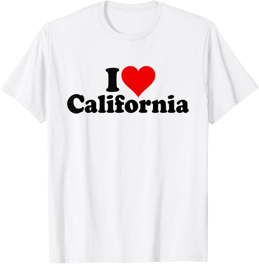 I Love Heart California Cali State T-Shirt - T-Shirt | White