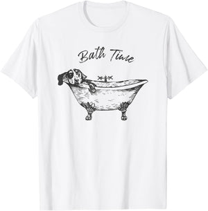 Dog Taking A Bath Dachshund Bathtub Spa Relaxing Bath Time T-Shirt - T-Shirt | White