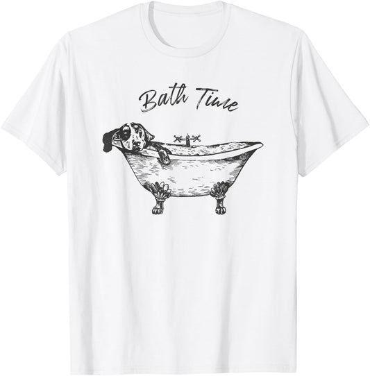 Dog Taking A Bath Dachshund Bathtub Spa Relaxing Bath Time T-Shirt - T-Shirt | White