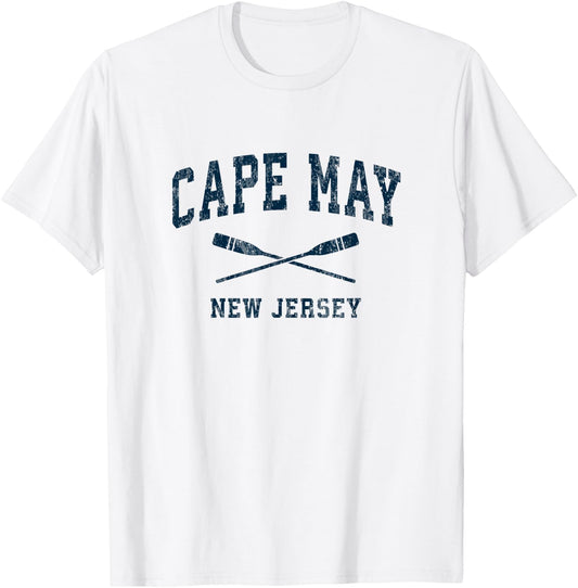 Cape May New Jersey Vintage Nautical Paddles Sports Oars T-Shirt - T-Shirt | White