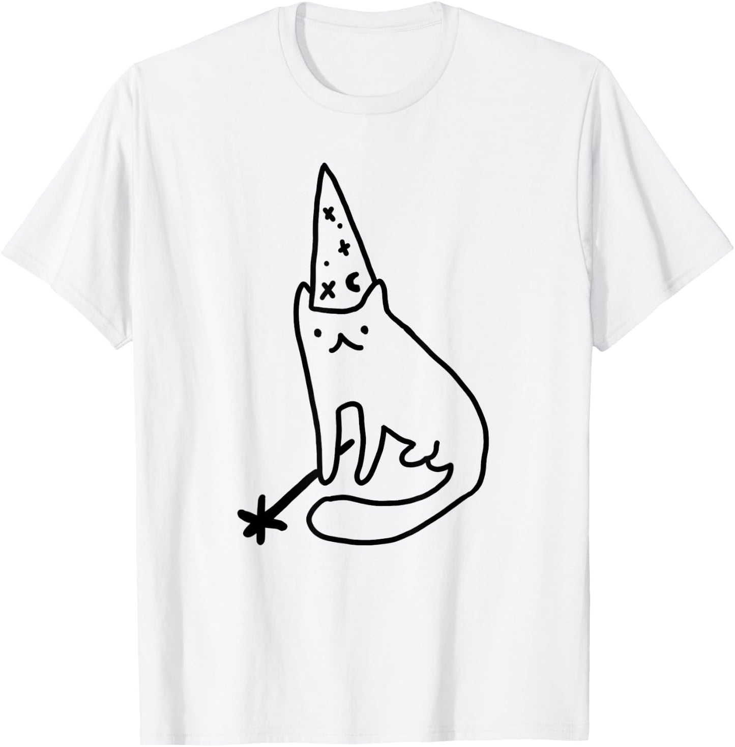 Wizard Cat Funny Meme Drawing T-Shirt - T-Shirt | White