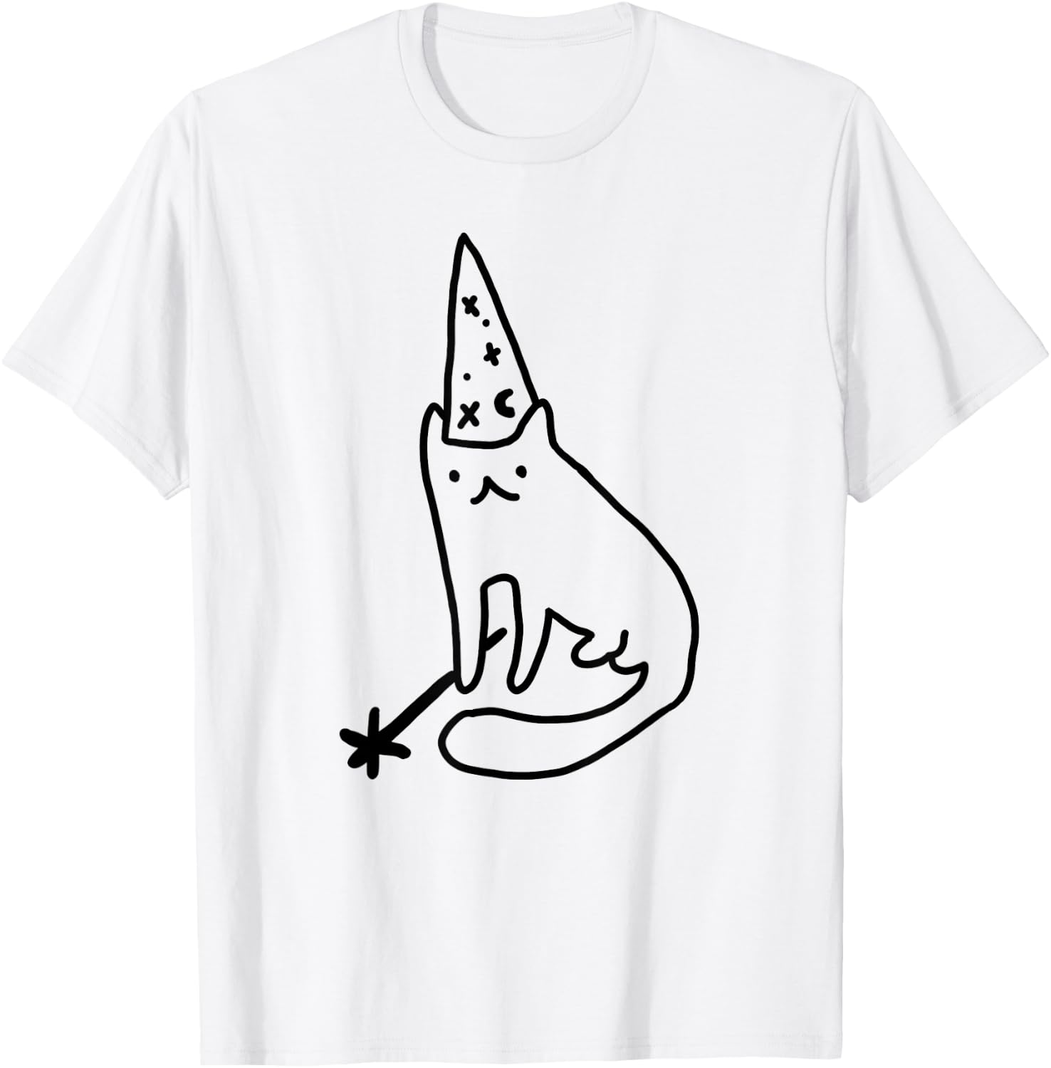 Wizard Cat Funny Meme Drawing T-Shirt - T-Shirt | White