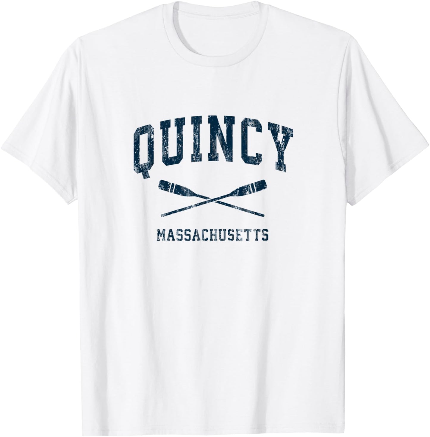 Quincy Massachusetts Vintage Nautical Paddles Sports Oars T-Shirt - T-Shirt | White