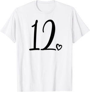 12. Geburtstag Kinder Mädchen Zwölf niedliche Zahl 12 Jahre alt T-Shirt - T-Shirt | White