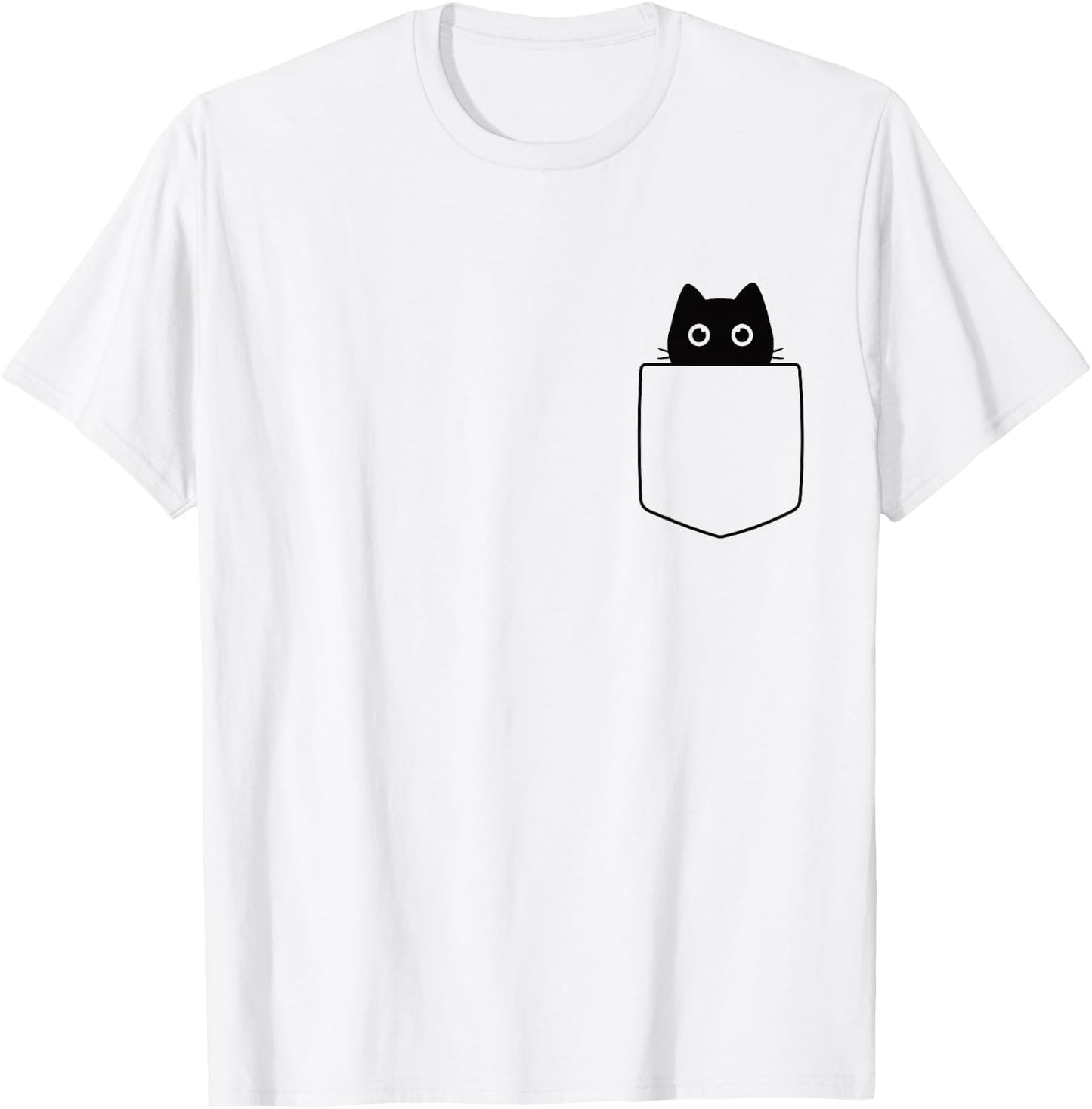 Cat in Pocket Shirt for Kids Women Men Funny Cute Cats Lover T-Shirt - T-Shirt | White