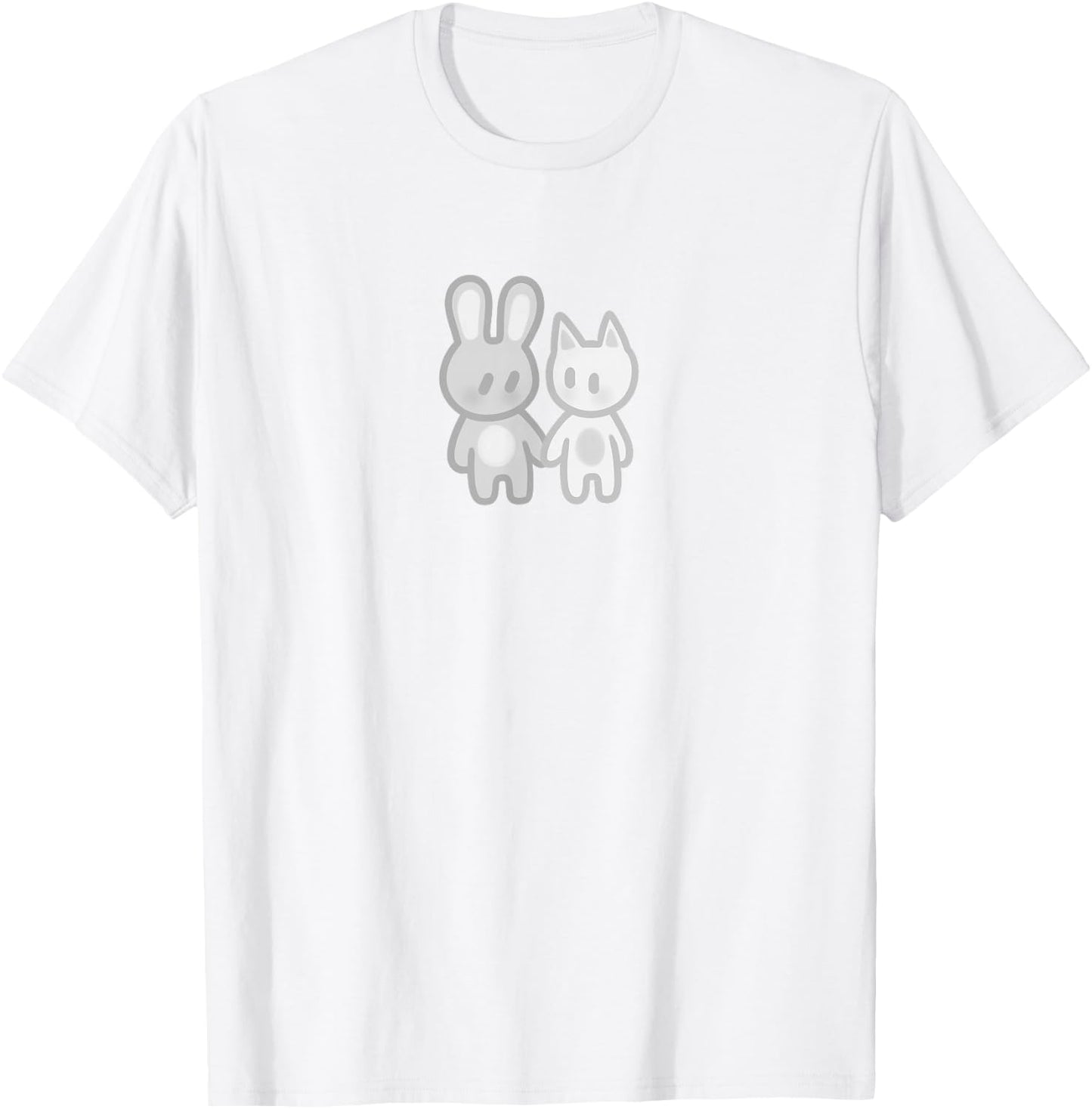 Niedlicher Kawaii Y2K Kokette Hase und Katze T-Shirt - T-Shirt | White