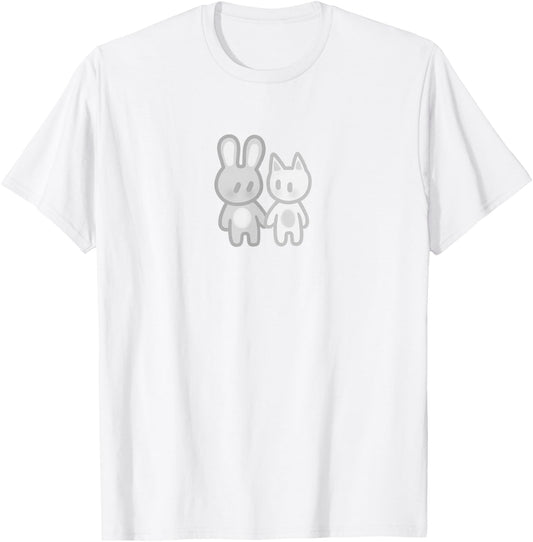 Niedlicher Kawaii Y2K Kokette Hase und Katze T-Shirt - T-Shirt | White