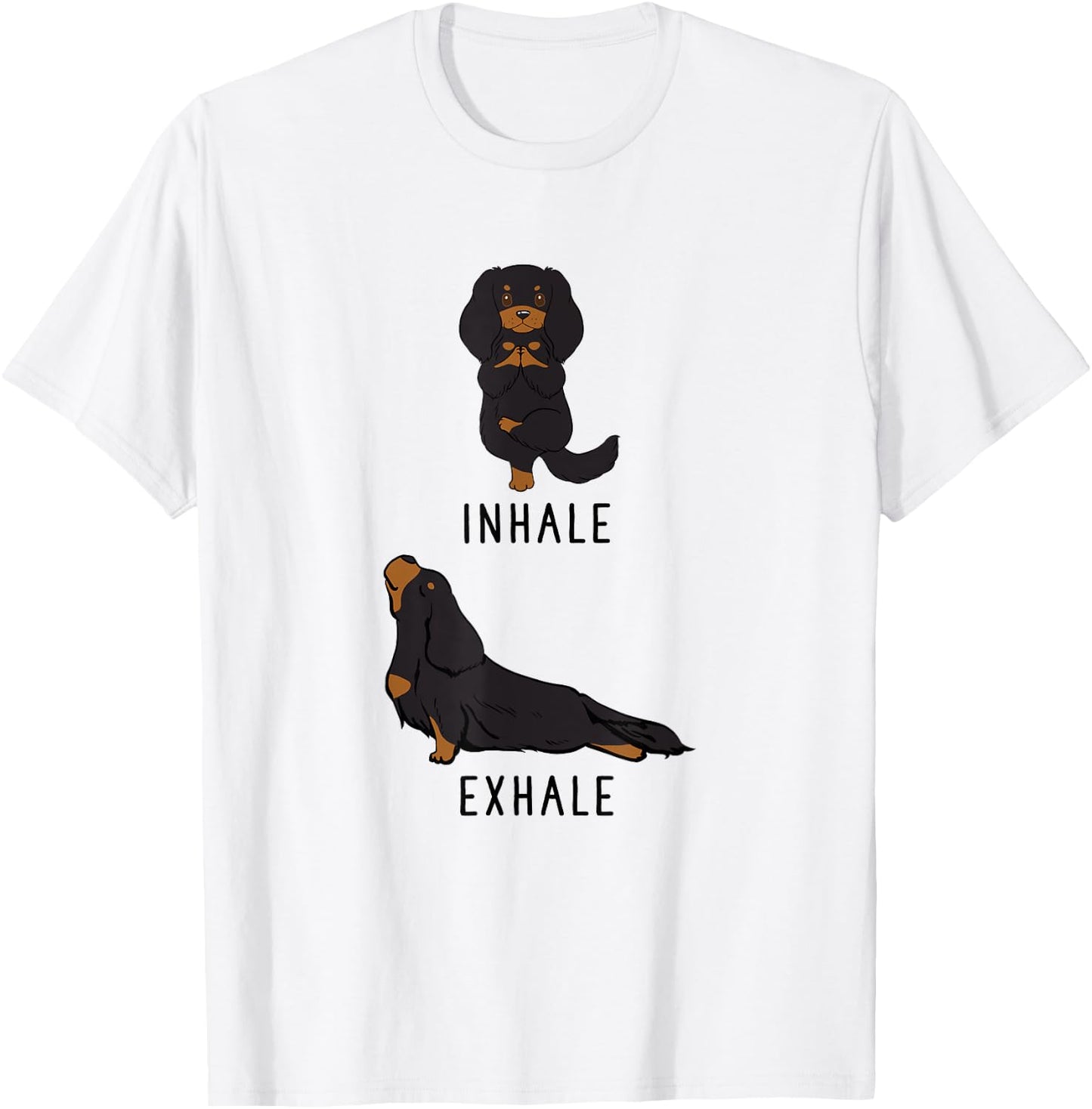 Inhale Exhale Cavalier King Charles Spaniel Funny Dog Yoga Women Girls Kids T-Shirt - T-Shirt | White