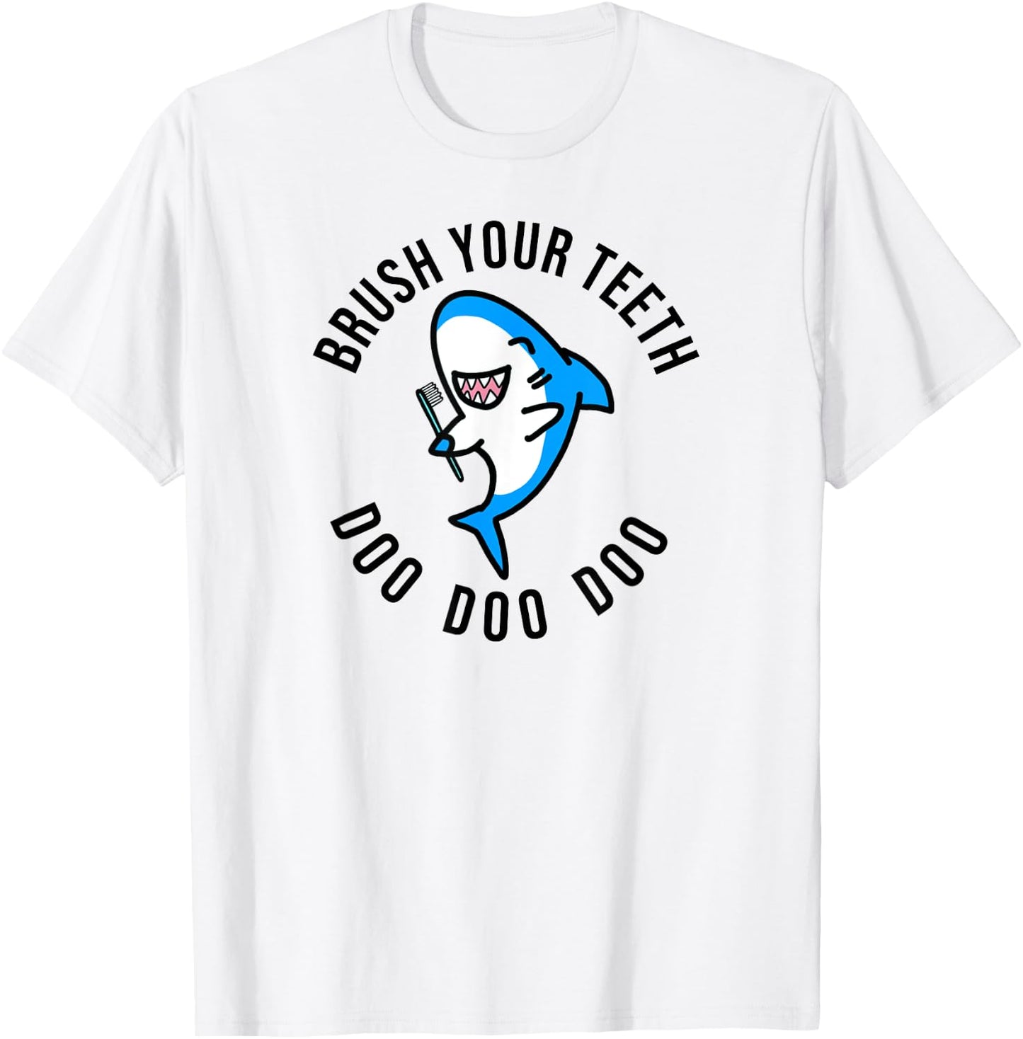 Funny dental shark brush teeth dentist hygienist assistant T-Shirt - T-Shirt | White