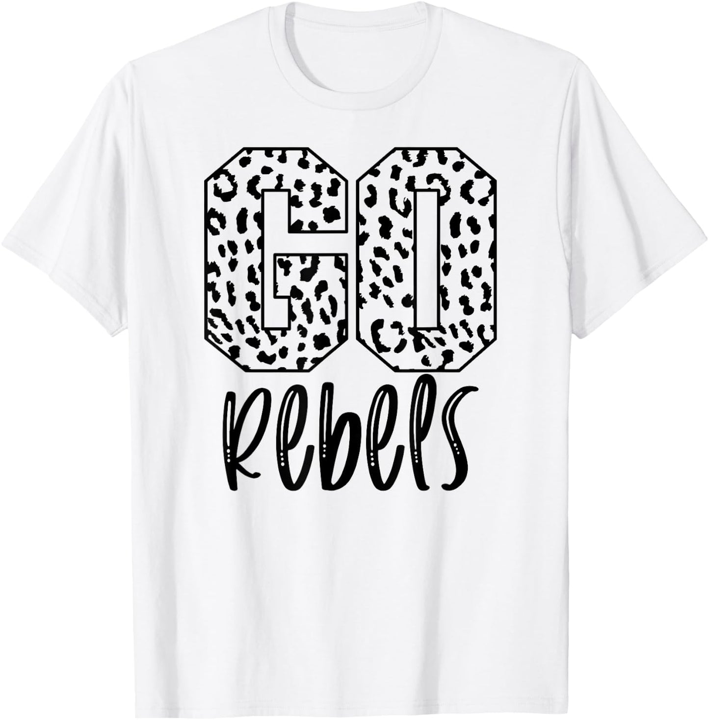 Rebels Team Mascot School Spirit Game Night Leopard Print T-Shirt - T-Shirt | White