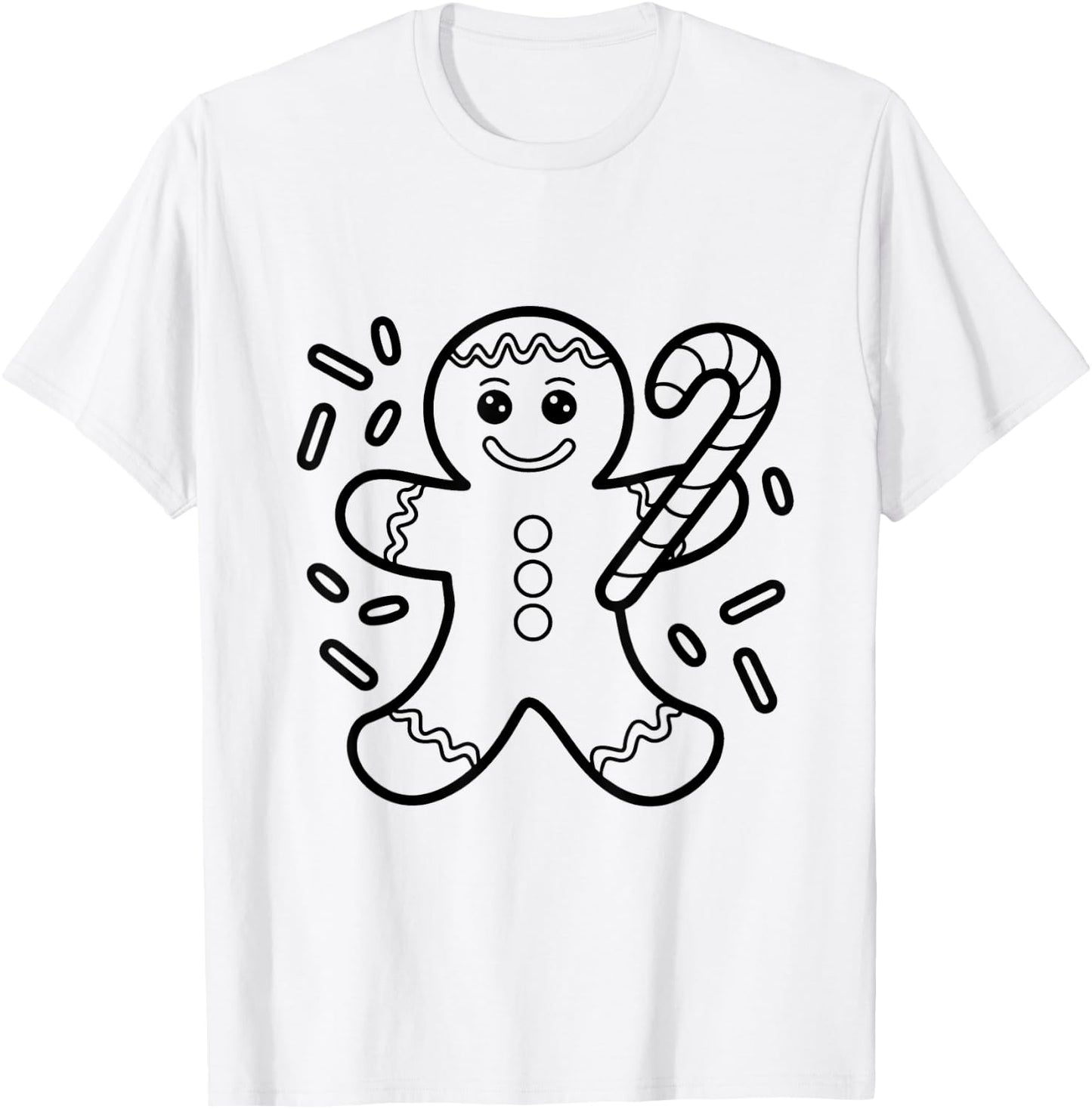 Christmas Gingerbread Man Color Your Own Craft for Kids T-Shirt - T-Shirt | White