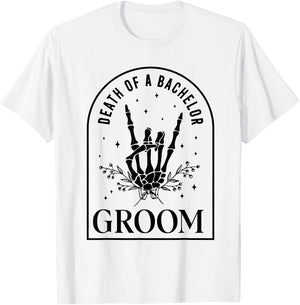 Groom Death of a Bachelor Skeleton Gothic Halloween Party T-Shirt - T-Shirt | White