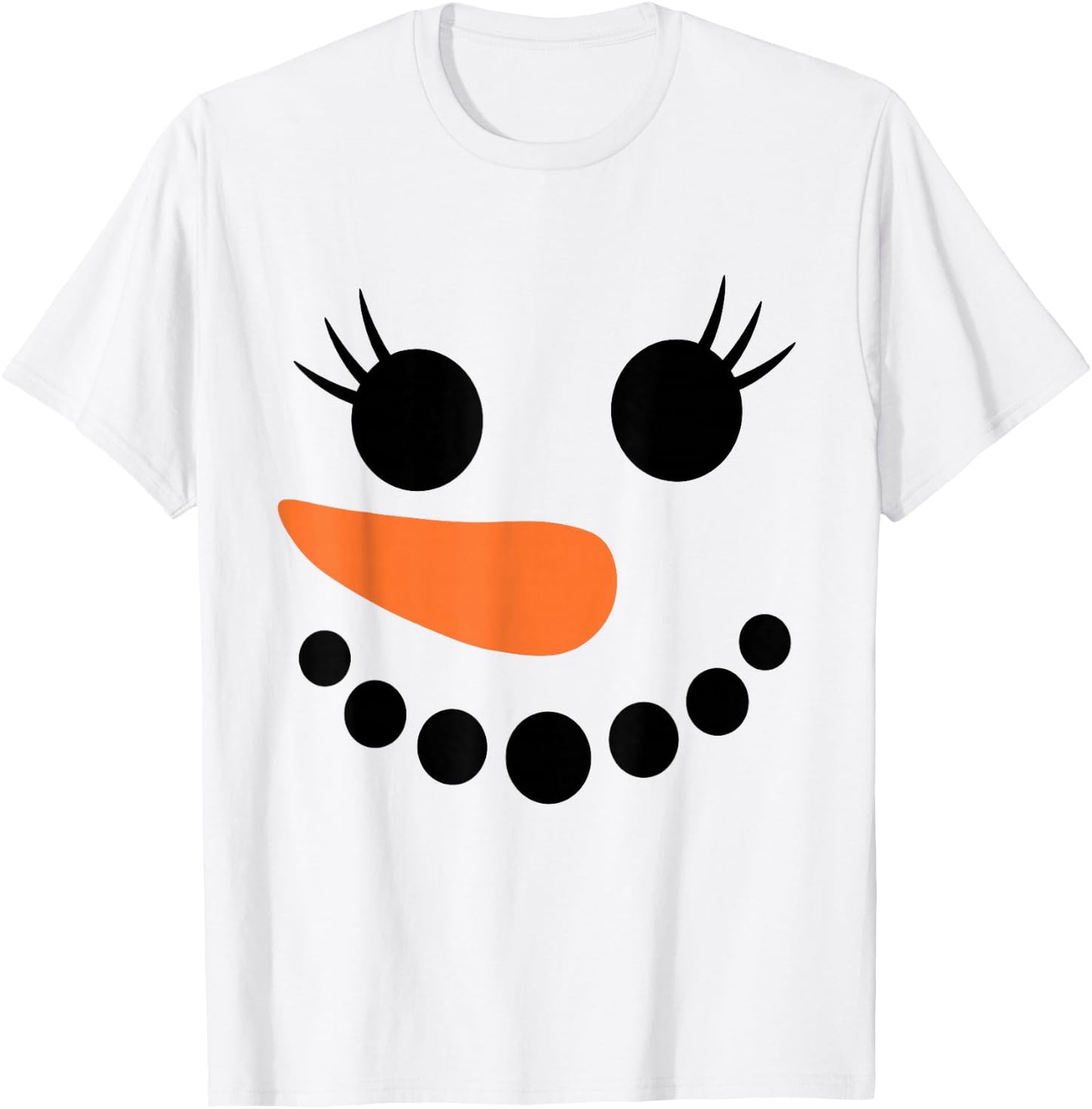 Winter Snowman Face Eyelashes Christmas Xmas For Girl T-Shirt - T-Shirt | White