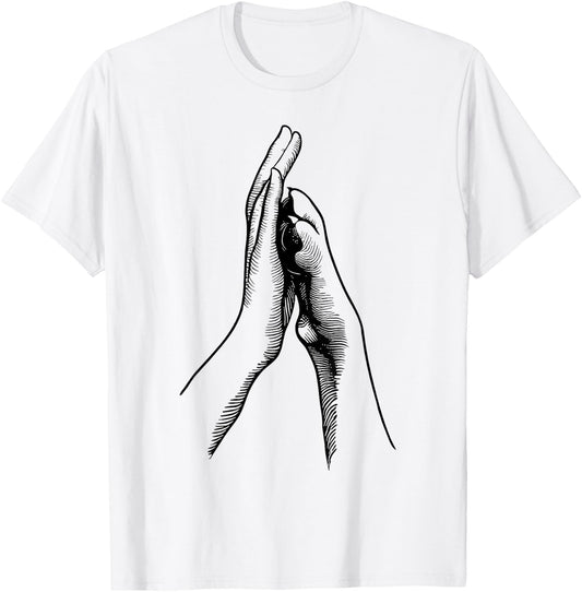 Dog Paw Human Hand High Five T-Shirt - T-Shirt | White