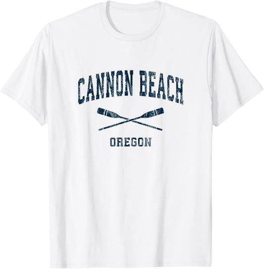 Cannon Beach Oregon Vintage Nautical Paddles Sports Oars T-Shirt - T-Shirt | White