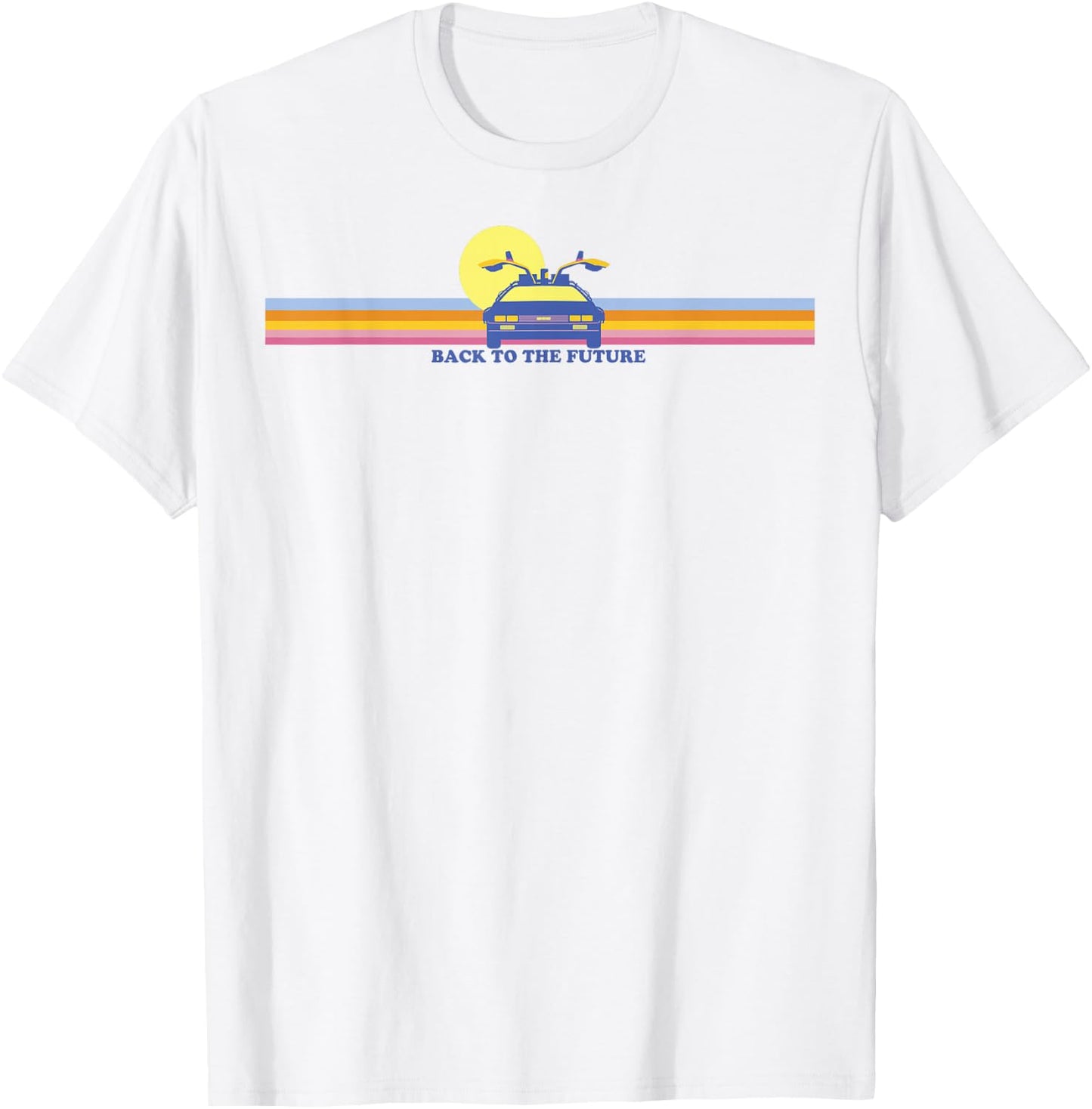 Zurück in die Zukunft, Delorean, Retro-Bruststreifen T-Shirt - T-Shirt | White