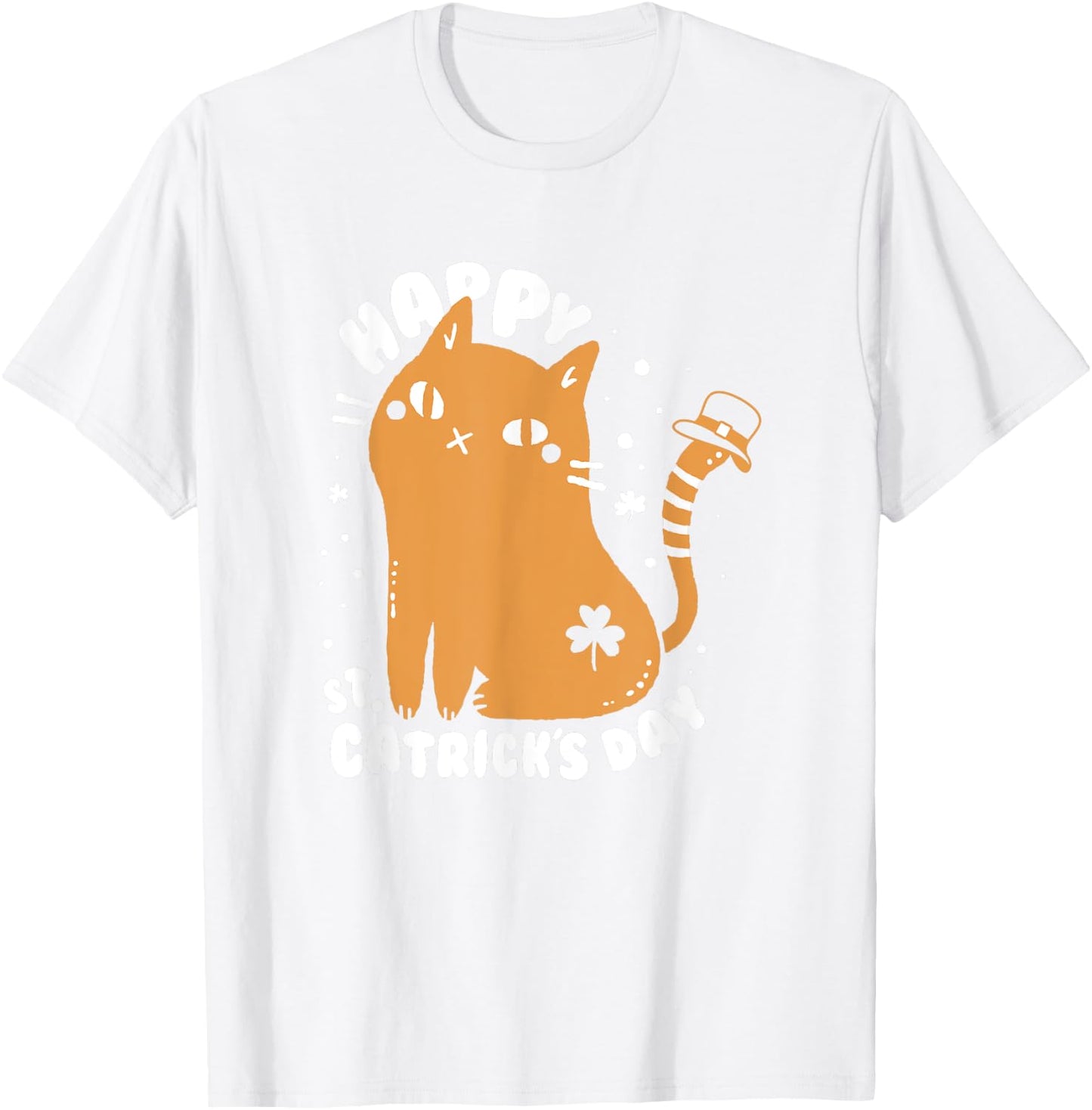Happy St. Catrick's Day Funny St Patrick's Day Cat T-Shirt - T-Shirt | White