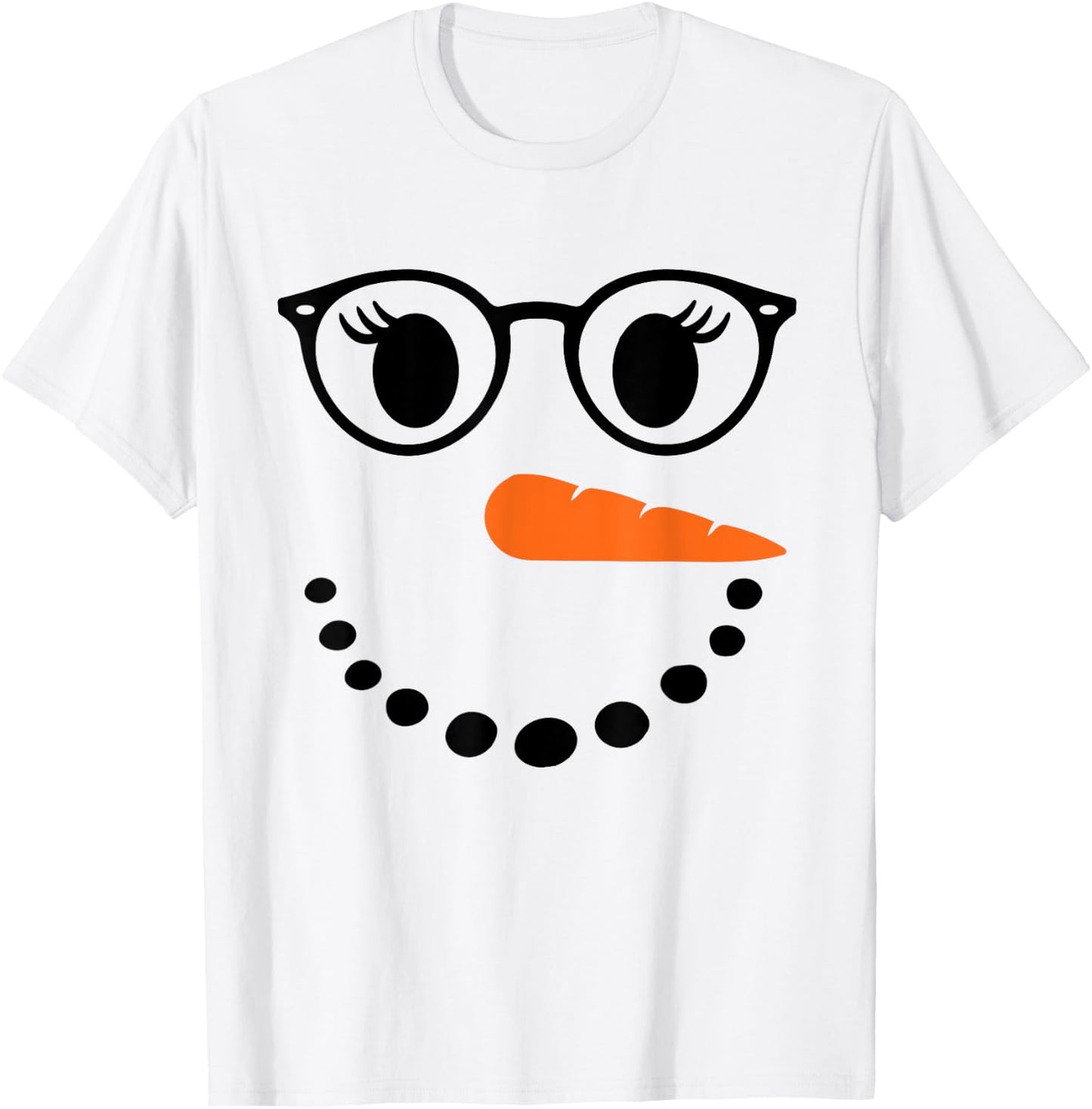 Eyelashes Girls Snowman Face Costume Girls Women Glasses T-Shirt - T-Shirt | White