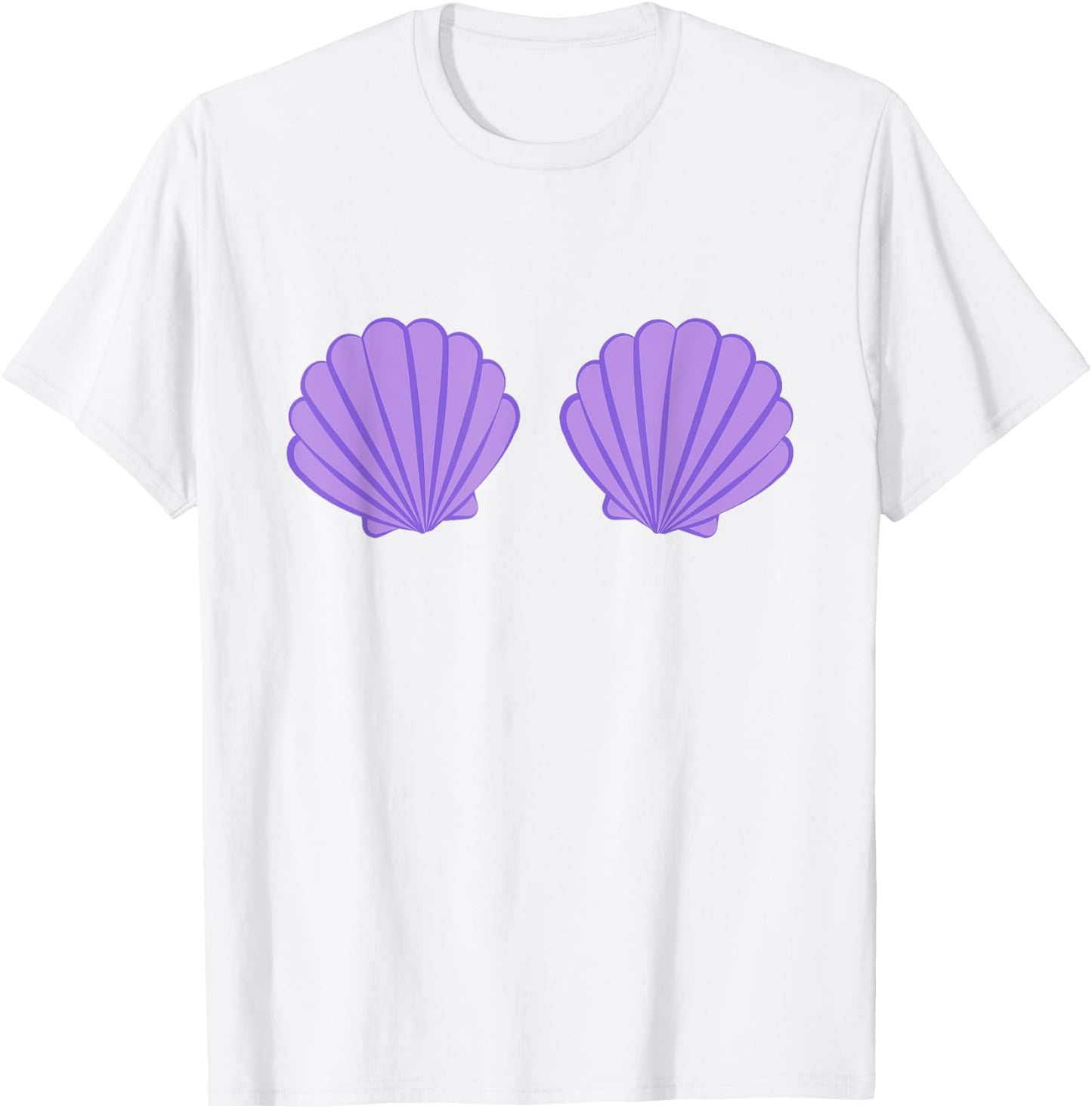 Mermaid Purple Seashell Bra Cartoon Graphic T-Shirt - T-Shirt | White