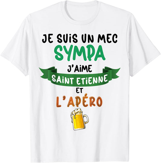 Saint Etienne Man Nice Beer Football Supporter , white, S T-Shirt - T-Shirt | White