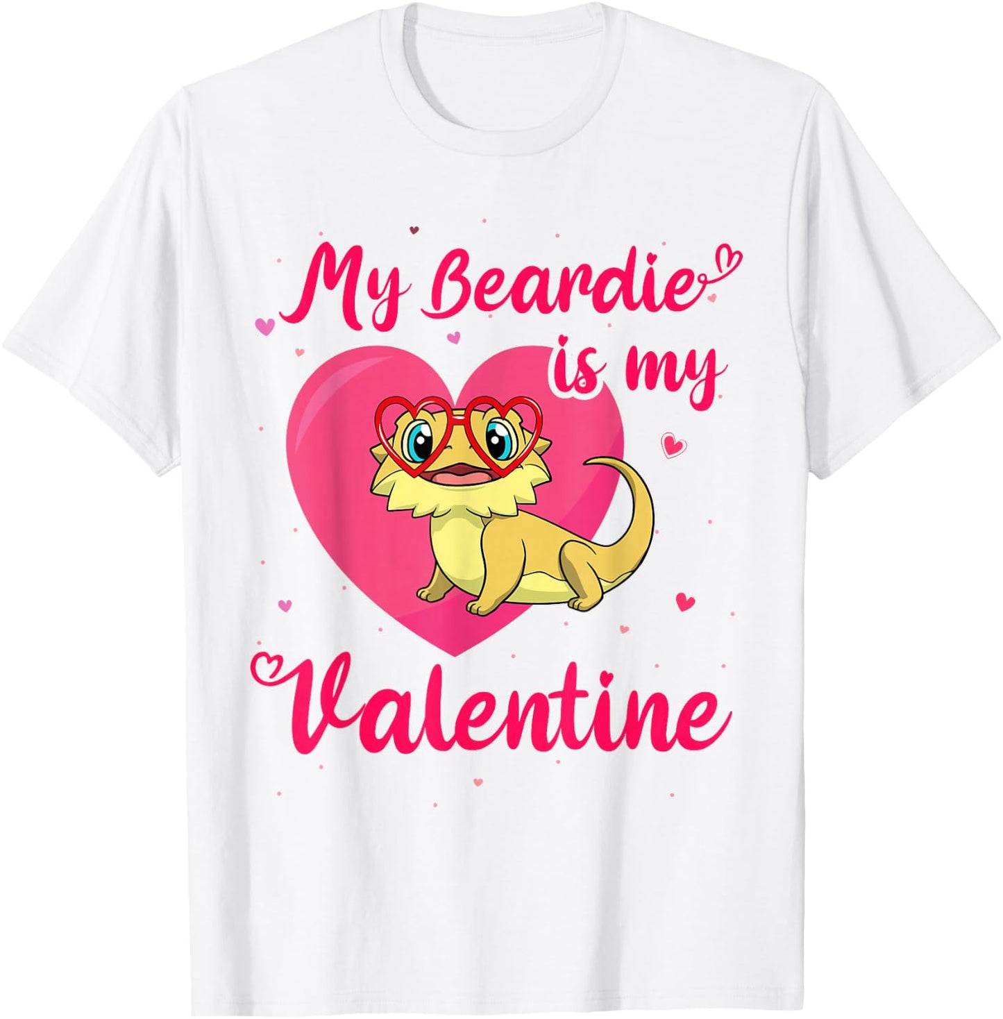 Bearded Dragon Valentines Day Beardie Cute Lizard Valentine T-Shirt - T-Shirt | White