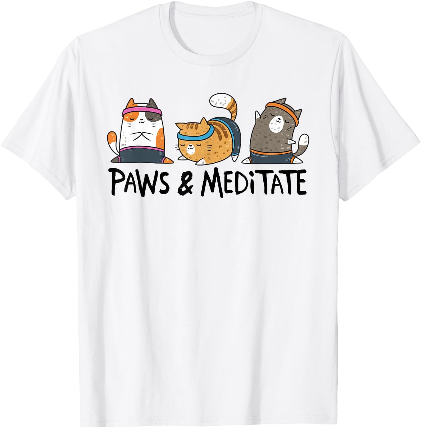 Yoga Cat Paws And Meditate Yoga Position Workout Gift T-Shirt - T-Shirt | White