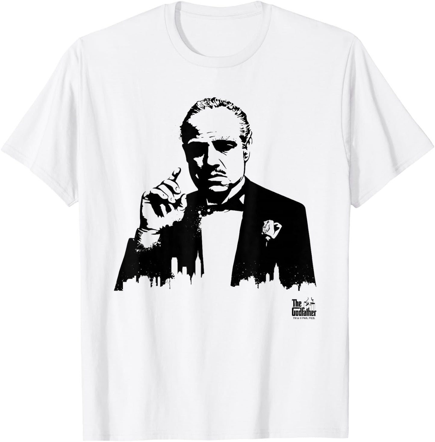 The Godfather Don Vito Corleone City Skyline Silhouette T-Shirt - T-Shirt | White