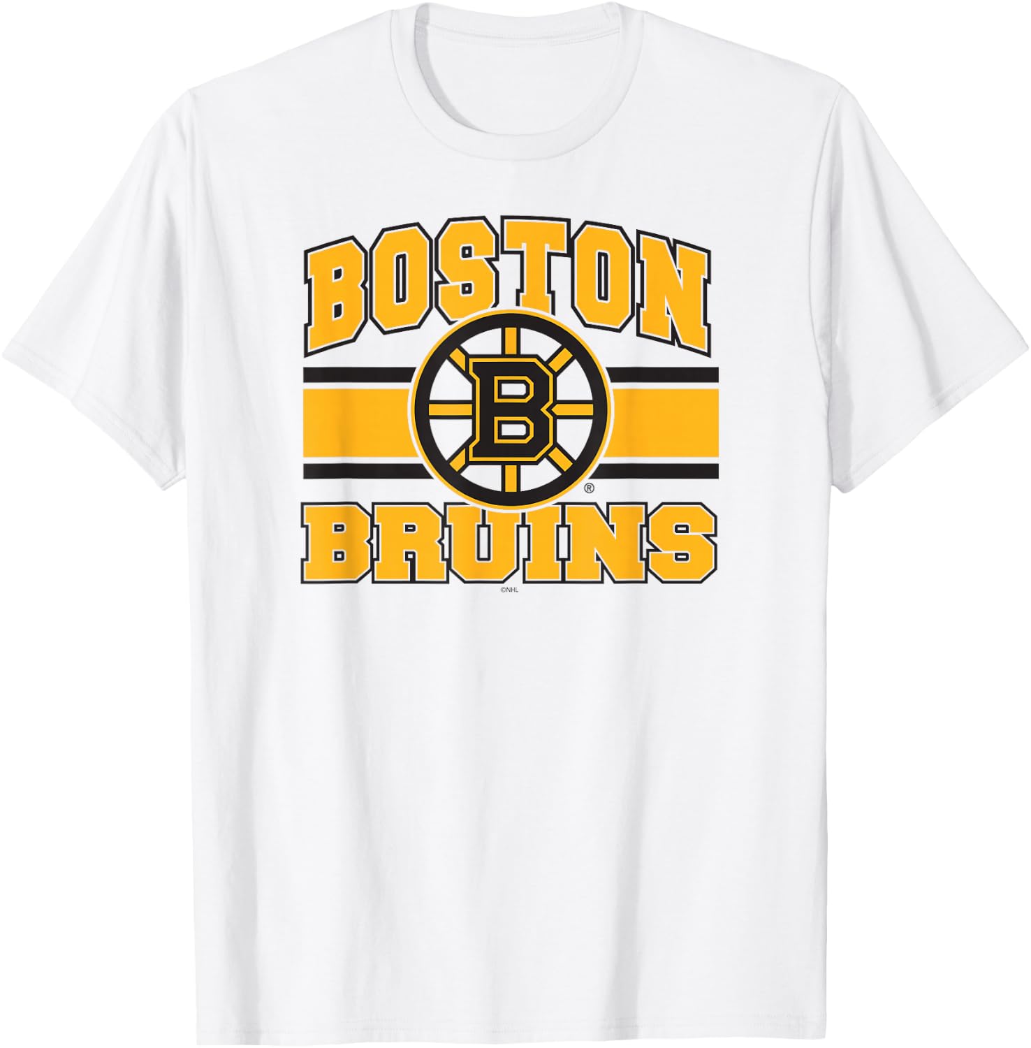 Boston Bruins Stripe White Officially Licensed T-Shirt - T-Shirt | White