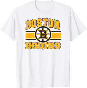 Boston Bruins Stripe White Officially Licensed T-Shirt - T-Shirt | White