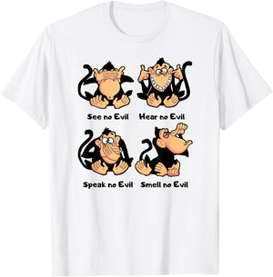 4 Wise Monkeys T-Shirt - T-Shirt | White