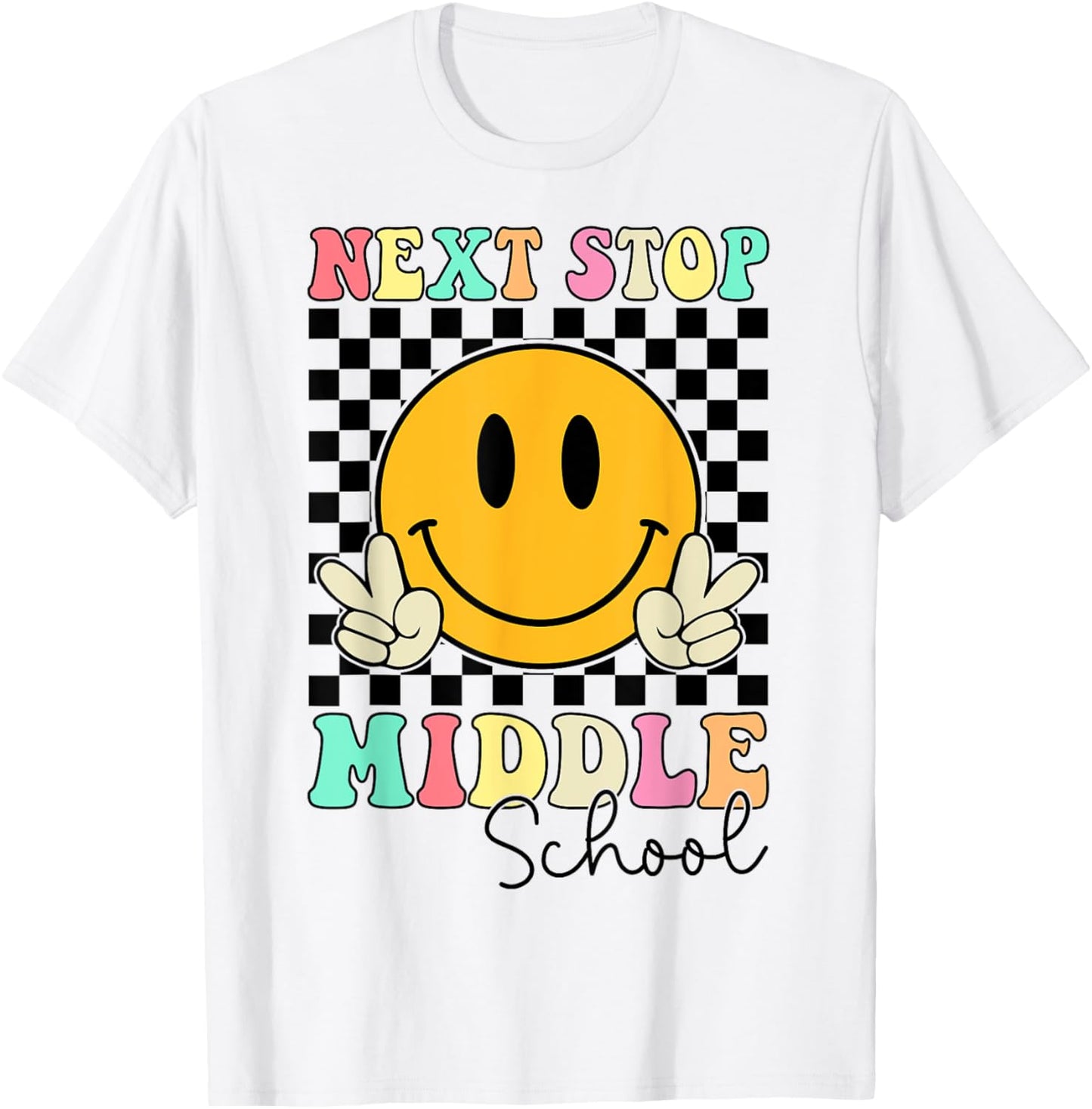 Groovy Next Stop Middle School Elementary School Graduation T-Shirt - T-Shirt | White