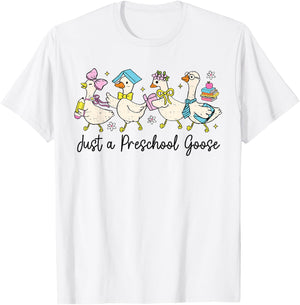 Just A Preschool Goose Back To School First Day of School T-Shirt - T-Shirt | White